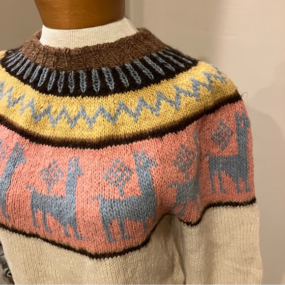 Altiplano Alpaca Fair-Isle Knit Long Sleeve Sweater 100% Alpaca Wool Women’s M - Picture 2 of 10